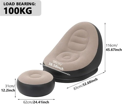 Silla inflable con otomana flocada ligera portátil sofá de aire interior y - Foto 3 de 7