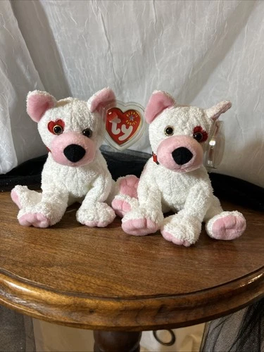 Lot Of 2 Ty Beanie Baby Cupid Valentine's Dog (Vintage 2001) New-Mint