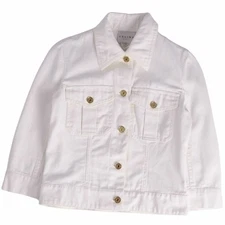 Celine Jacket Denim 3 4 Sleeve White Logo Button Outerwear Womens 34 Used MOLO-0