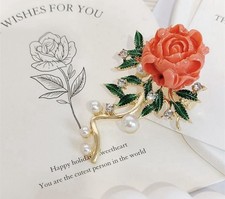Cute Dainty 3D Daisy Peony Pearl Flower Enamel Lapel Brooch Pin Accessories