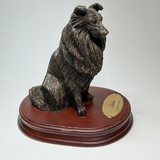 Living Stone Sheltie Figurine Vintage Shetland Sheepdog Bronze Finish Dog Statue