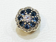 Authentic Pandora Stering Silver Blue CZ Petal Flower Charm 797851 Retired