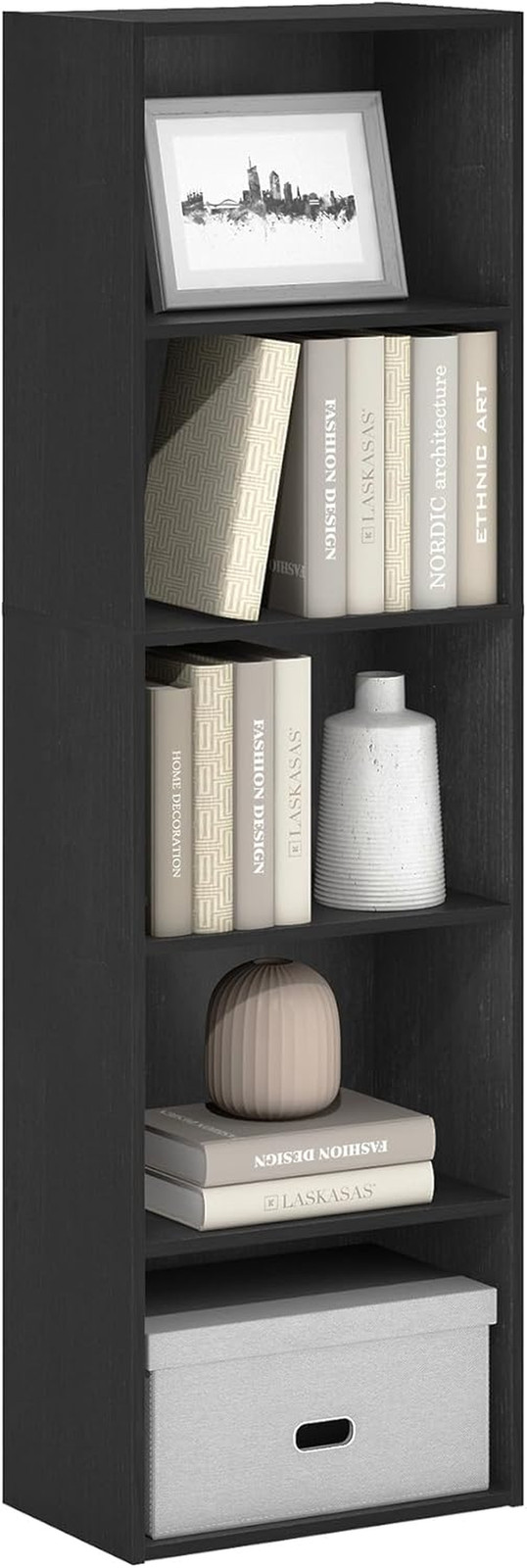 LUDER Book Shelf, 5-Cube Bookshelf, Bookcase with Open Shelf, 9.4 X 15.8 X 52, f