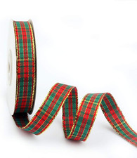 Christmas Gingham Ribbon, Traditional Tartan Ribbon, 100 Polyester Checkered Ri