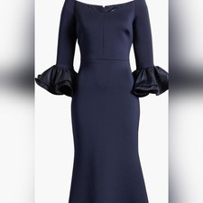 Eliza J Navy Long Sleeve Dress with Ruffle Cuffs Size 6