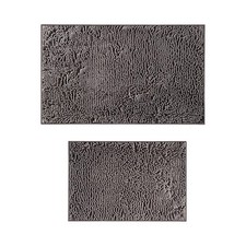 2 PCS Gray Chenille Bathroom Rugs Set Non Slip Bath Mat 17x24 20x32 Inch Soft
