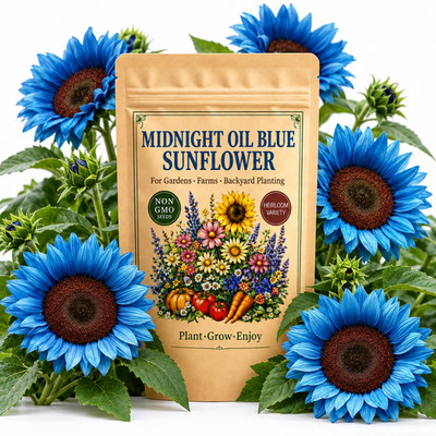 52 Midnight Oil Blue Sunflower Seeds - Annual Pollinator Garden