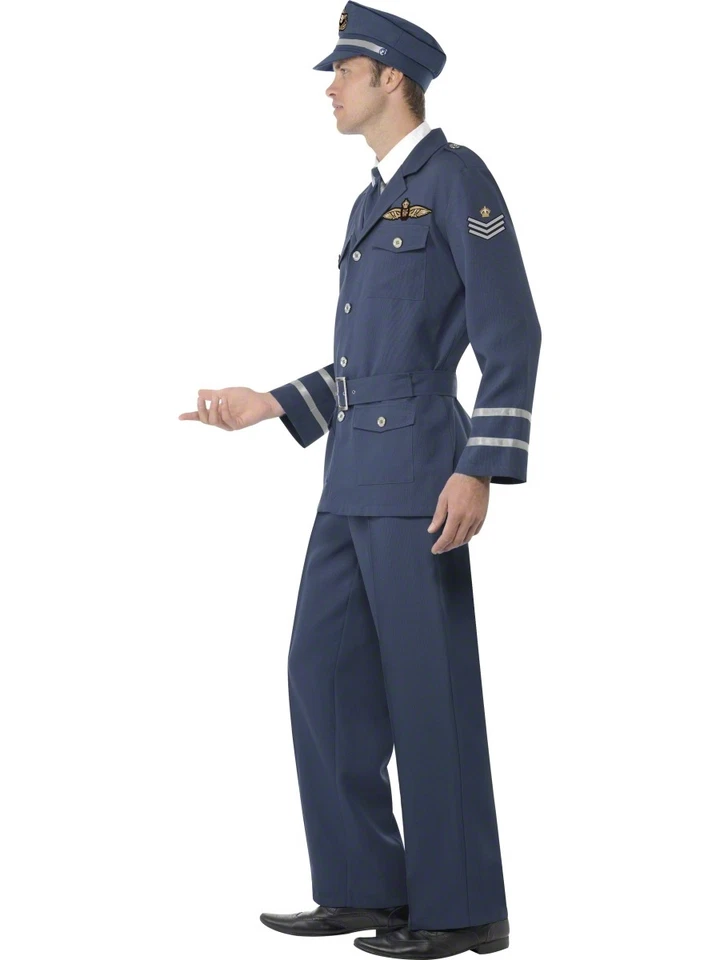 Mens WW2 1940s Royal Airforce Captain Fancy Dress Costume Men's by Smiffys — 第 2/4 张图片