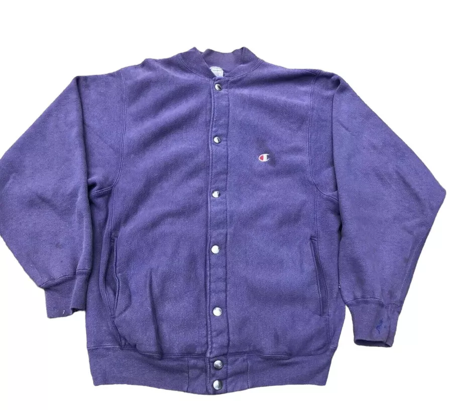 Vintage 90s Champion Reverse Weave Sweat Cardigan Men’s Medium USA Purple Plum