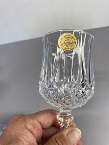 Cristal D'Arques Longchamp Cut Crystal Wine/ Water Glass Goblets 5oz. Set Of 6 - Picture 19 of 21