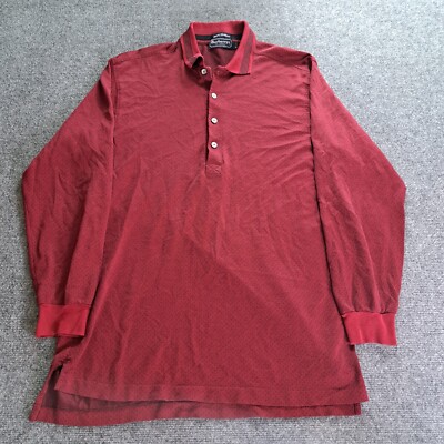 Burberry Of London Polo Shirt Mens Size Large Burgundy Blue
