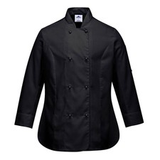 Portwest Rachel Womens Chefs Long Sleeve Jacket Black Xs