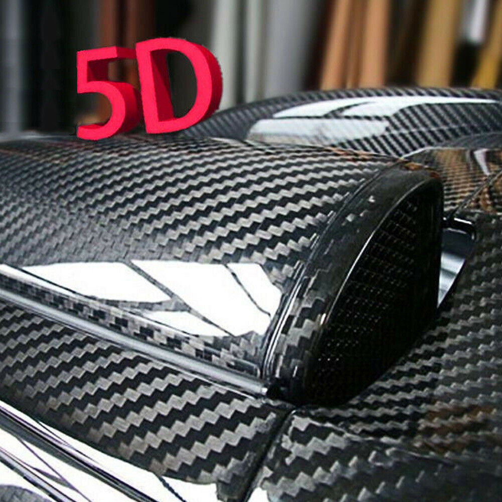 5D Glossy Carbon Fiber Vinyl Wrap for Car Interior Stickers USA Made