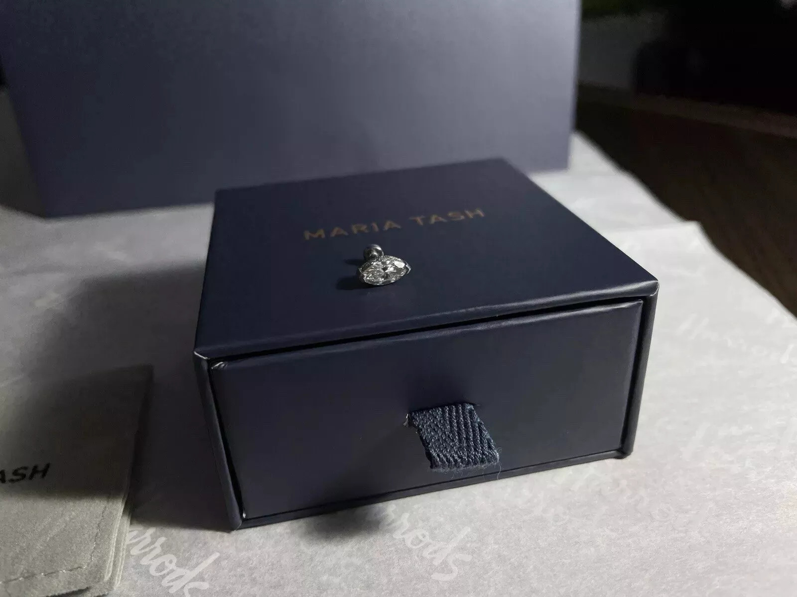 Maria Tash Marquise 8MM BIGGEST Diamond Threaded Stud Earring RRP £6275 NEW image 3