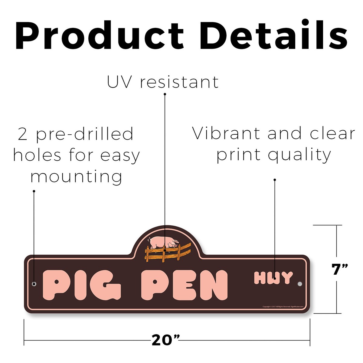 Pig Pen (3 Pack) Plastic Street Sign Crossing Warning Vintage