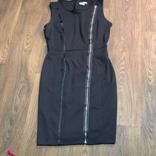 New York & company black sleeveless dress. Zip down front. Fitted party work dre
