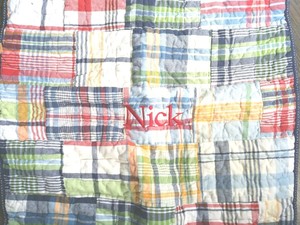 Pottery Barn Kids Madras Plaid Patchwork W Sham Multi Reversible