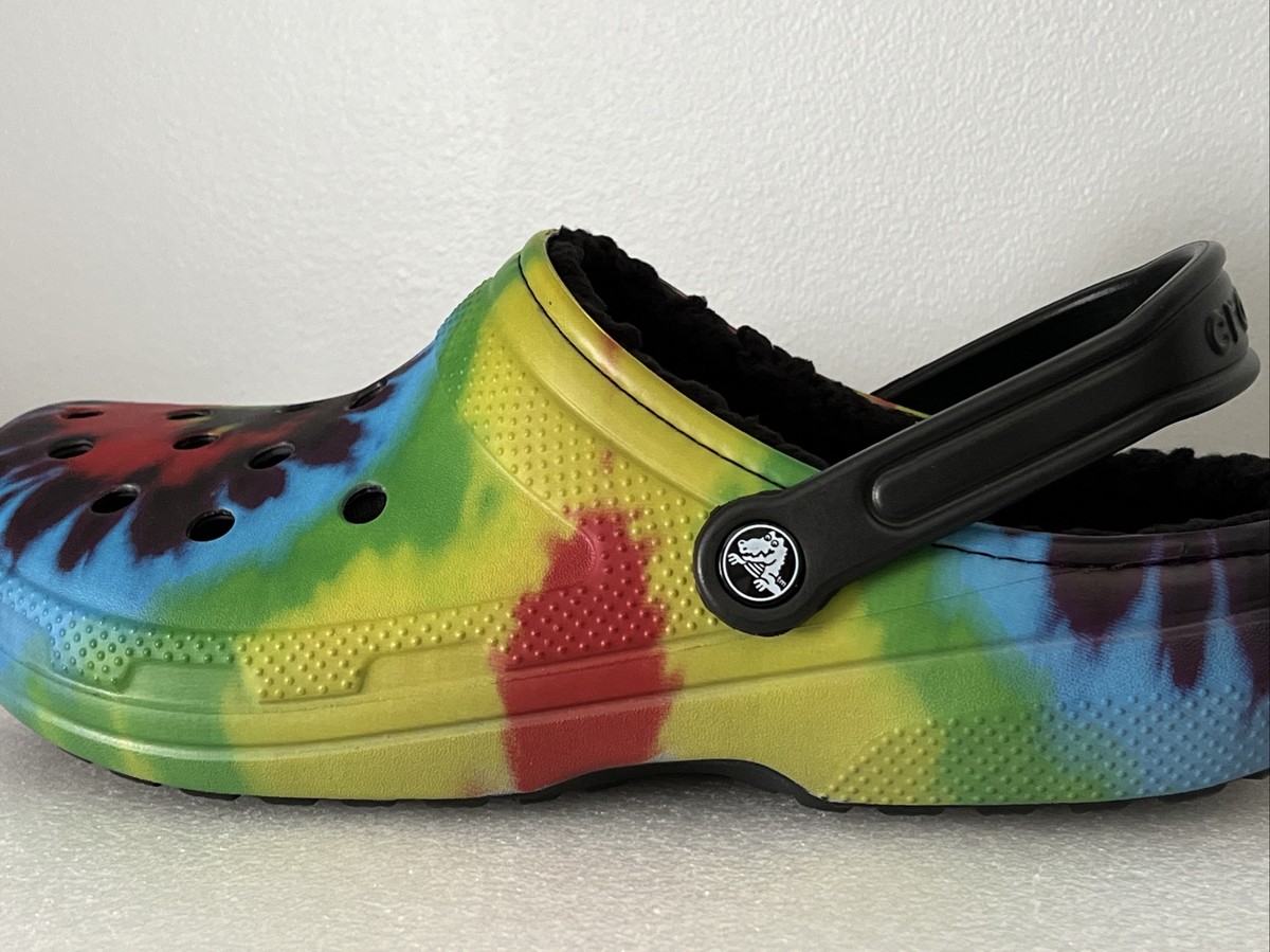 Crocs CLASSIC LINED TIE-DYE CLOG / Fuzzy Slippers Mens 10 