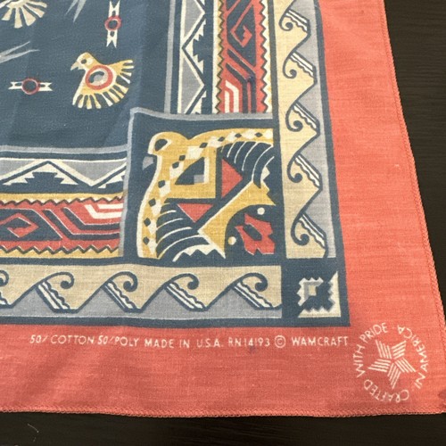 Vintage Wamcraft 21"" x 20"" Bandana Southwestern Native American Thunderbird 5 - Bild 3 von 7