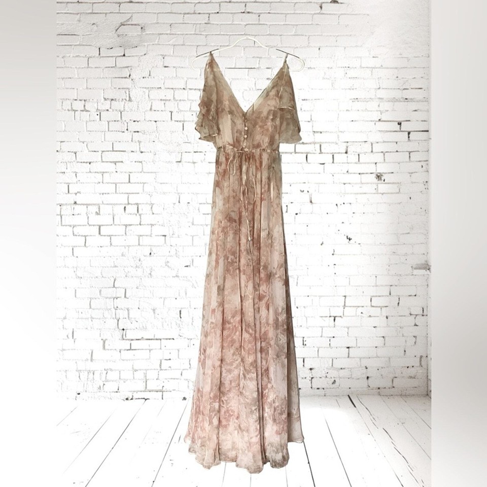 Jenny Yoo Collection Floral Romantic Dress Watercolor Blush Pink Print