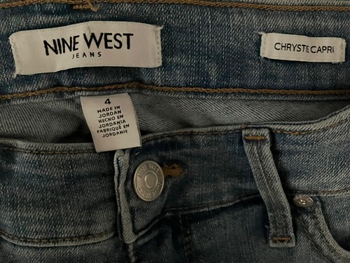 Nine West Canyon Blue Capri Crop Size 4 Mid Rise Denim Jeans Stretch Christie - Picture 9 of 9