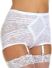 Rago Shape Wear Lacette 4 Strap Garter Shaper White Brief Size 38/4XL