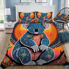 Aboriginal Koala Print Doona / Duvet Cover and 2 Pillow Slips