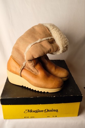 Stivali shearling platform anni 70 zeppa misura 7,5 Morgan Quinn vintage Apres Ski Sherpa - Foto 4 di 22