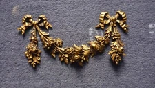 FRENCH BRONZE PEDIMENT WITH FLOWERS