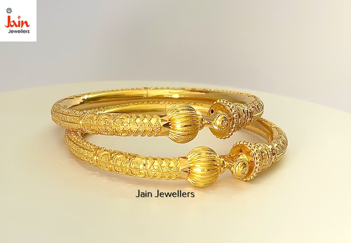 22 Kt Real Solid Yellow Gold DUBAI Handmade Bracelet Bangles 36-48 - Main Image