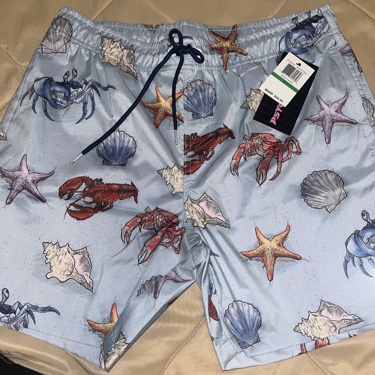 Psycho Tuna Beach Swim Trunks Board Pool Shorts Mens Large Blue Denim