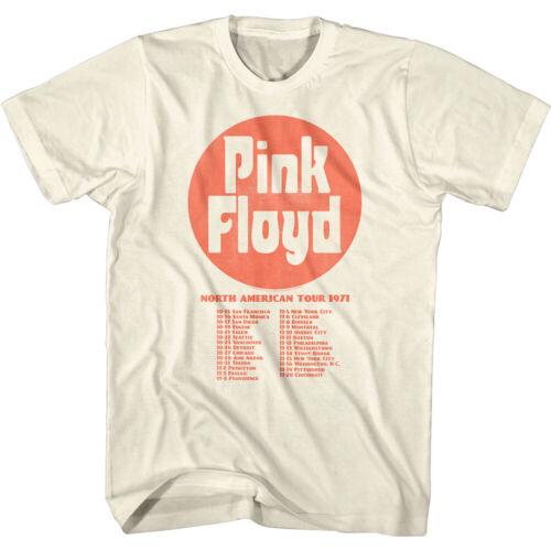 T-shirt homme Pink Floyd North American Tour Dates 1971 concert live groupe de rock - Photo 1 sur 4