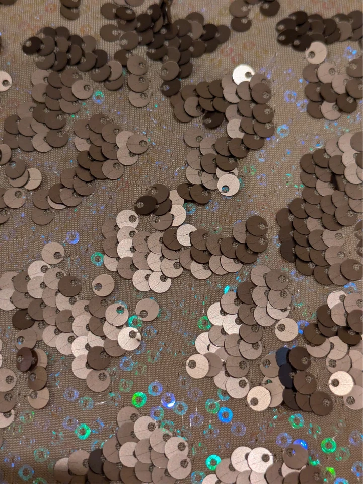 百合白色香槟金色虹彩亮片豹纹迷你裙中号 — 第 3/4 张图片