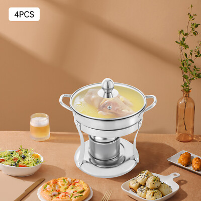 4x Chafing Dish Buffet Set Stainless Steel Food Warmer Chafer Complete Set Round