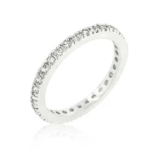 Delicate Cubic Zirconia Eternity Band 2.3mm Round Cut Stack Wedding Ring