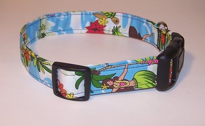 Wet Nose Designs Hula Girls Hawaiian Dog Collar Tropical Pink Purple Blue Black