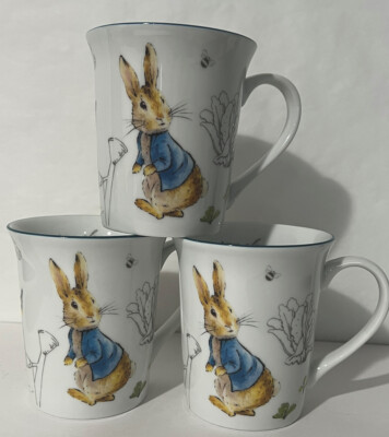 3-Now Run Along Coffee Tea Mug Cup 12 Oz Peter Rabbit Story by Beatrix Potter