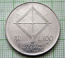 ITALY 1974 100 LIRE, Guglielmo Marconi - RADIO INVENTOR, AUNC km# 102