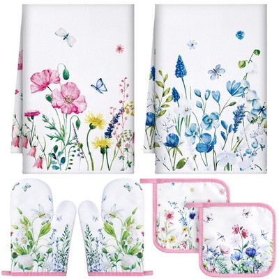 Leinuosen 6 Wild Flower Kitchen Towels Kitchen Decor and Accessories Set Flor...