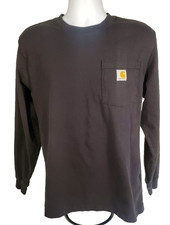 Carhartt Loose Fit Long Sleeve Shirt Mens Size Small Black Pocket Tee