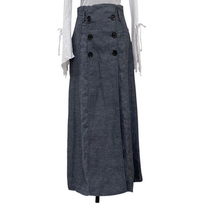 Marissa Webb Alexina Sailor Chambray Maxi Wrap Skirt Linen Sz 0 Made in New York