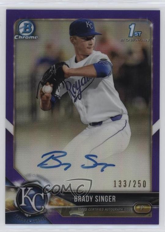 2018 Bowman Draft Chrome Pick Purple Refractor 133/250 Brady Singer Auto ns2
