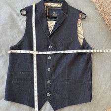 Cavan Suit Vest Waistcoat UK 40 EU 50 Navy  Map Lining OldMoney Western