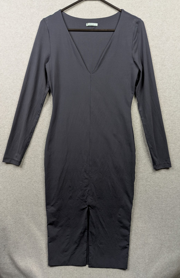 Kookai Dress Womens Size 2 Blue Midi Bodycon Front Silt Long Sleeved Event Work