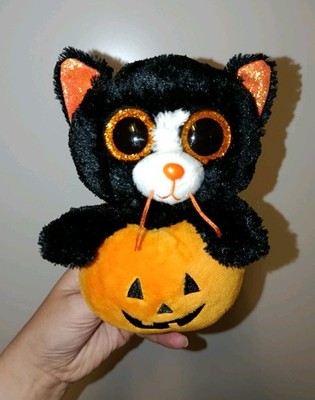 Seltene Halloween USA TY Beanie Boos - Edgar die Katze in einem Kürbis - 6 Zoll Stofftier
