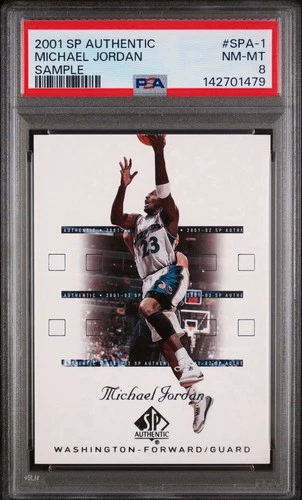 MICHAEL JORDAN 2001 UPPER DECK SP AUTHENTIC 1 SAMPLE PSA 8 BULLS NIKE AIR JORDAN