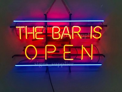 The Bar Is Open 24''x20'' Neon Sign Lamp Light Hanging Nightlight Business Beer LE