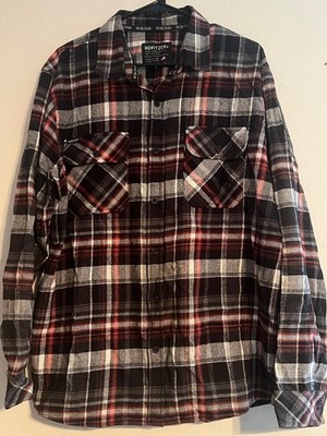 Howitzer Flannel Shirt Mens Button Up USA Flag Patch Utility Sz XL Black Red