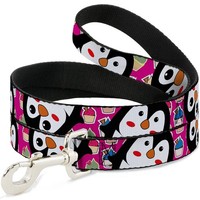 "Dog Leash Penguins W/Cupcakes Fuchsia/Multi Color Wide 1.5\" (Us Import)"