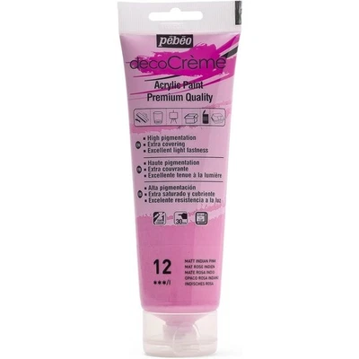 [089012] Pébéo Tube 120ml Peinture Acrylique Décocrème Mat ROSE INDIEN - Photo 1/3
